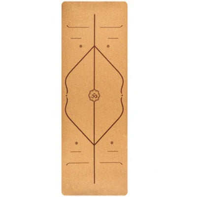 Tapis de yoga en liège naturel et TPE 183 x 68 cm, idéal pour le fitness, le Pilates et autres exercices. Antidérapant, il offre un excellent maintien et des lignes de positionnement pour le corps.