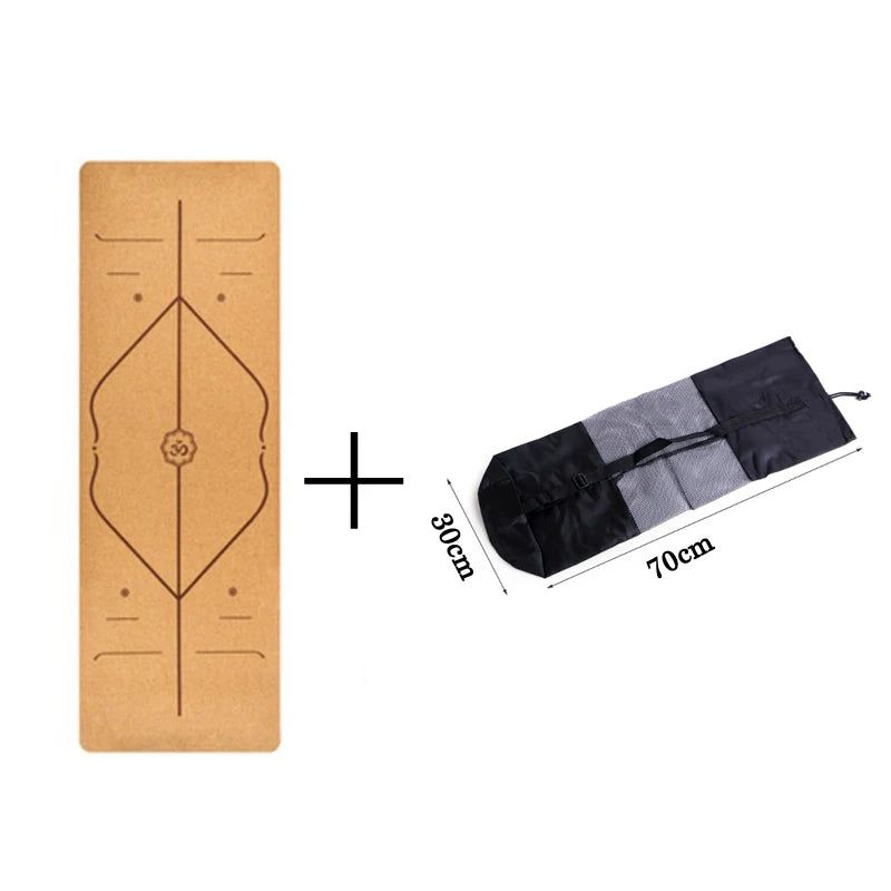 Tapis de yoga en liège naturel et TPE 183 x 68 cm, idéal pour le fitness, le Pilates et autres exercices. Antidérapant, il offre un excellent maintien et des lignes de positionnement pour le corps.