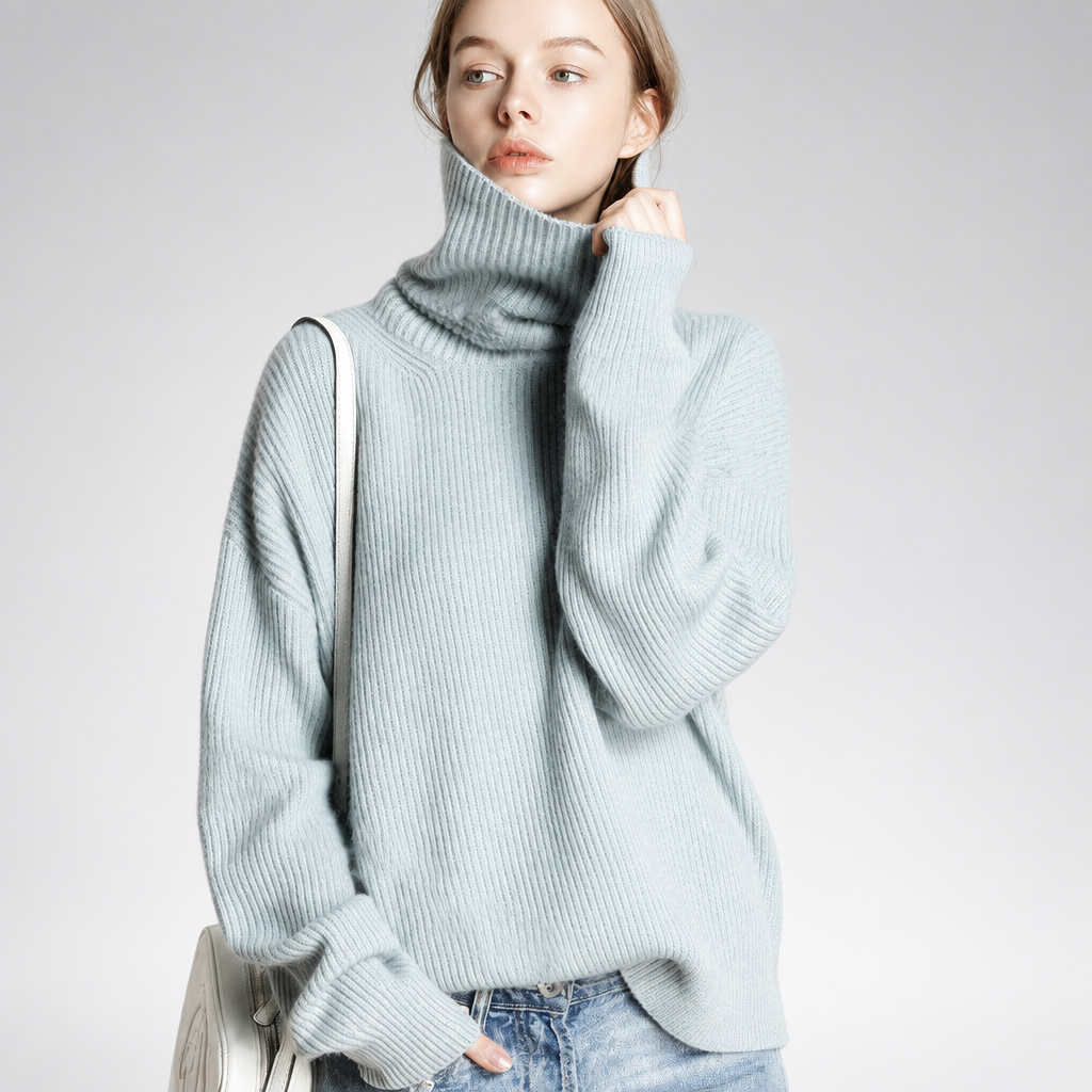 Pull en maille  à col montant