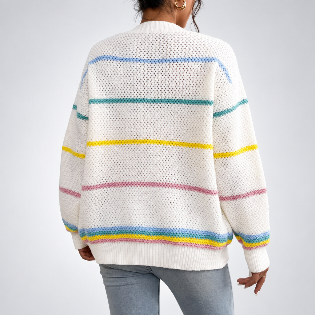 Gilet en maille à rayures arc-en-ciel